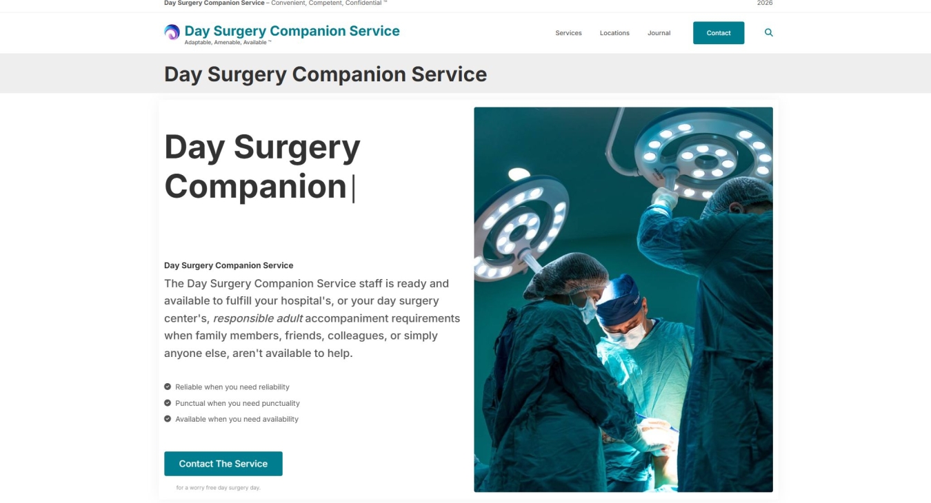  Day Surgery Companion Service - Limited Time Summer Service Special Pricing